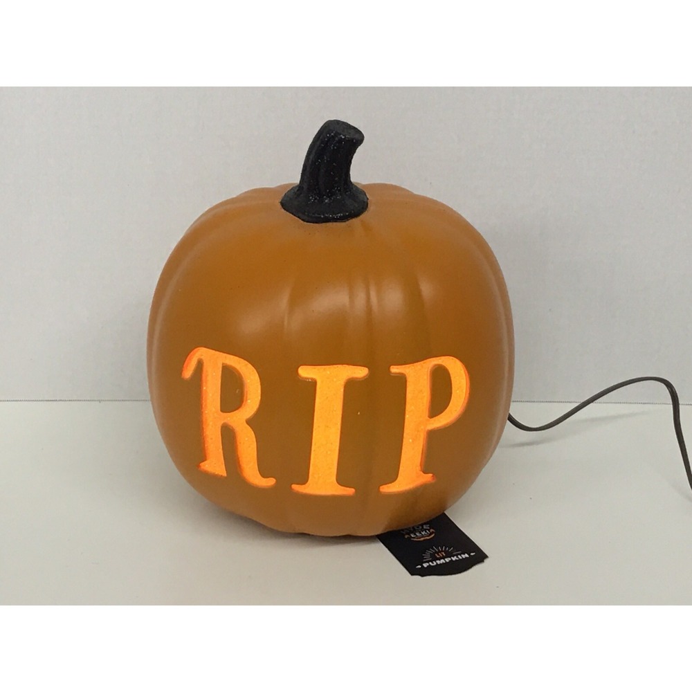 Hyde & Eek! 10" Halloween Lighted Pumpkin RIP Decoration Outdoor-Indoor